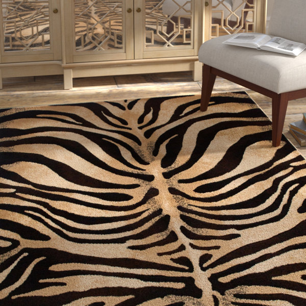 Mercer41 Poway Animal Print Area Rug in Black/Ivory & Reviews Wayfair